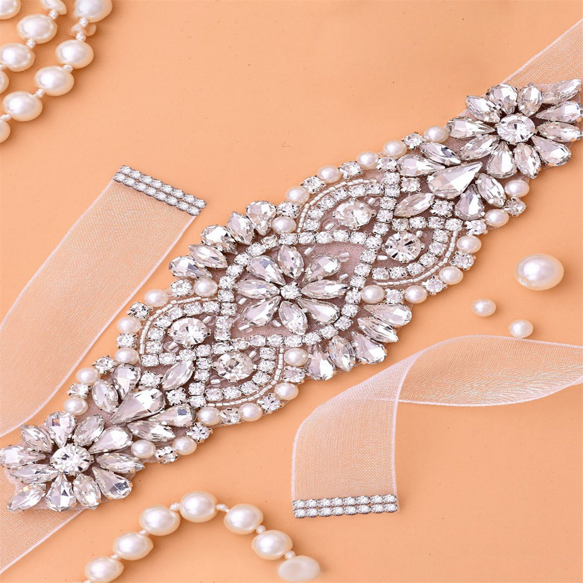Rhinestone Bridal Belt Wedding Dress Waist Chain Sash Faux Pearl Beaded Belt Handcrafted Wedding Accessories For Bridesmaid