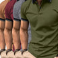 4pcs Comfy Short Sleeve Button Up Lapel Shirt for Men, Golf Sports, Gift Idea