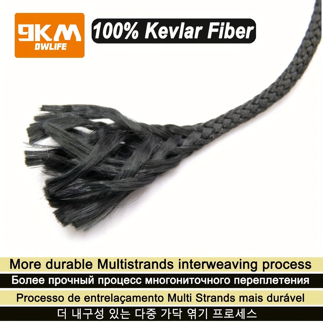 9KM Braided Kevlar Line, Black 22.68-680.39 KG Fishing Assist Rope, High Strength Kite Flying Line, Outdoor Camping Hiking Refractory Rope