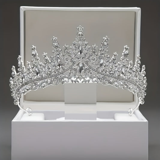 1pc Fashionable Alloy Crown, Rhinestone Tiara for Wedding, Bridal Accessories, Birthday Theme Jewelry