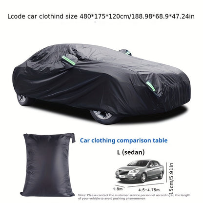 The Car Cover Is All Black With A 190T Silver-coated Fabric, Car Cover With Sun Protection, Polyester Reflective Strip Car Cover