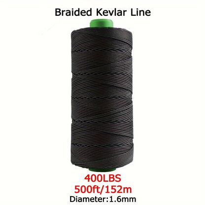 9KM Braided Kevlar Line, Black 22.68-680.39 KG Fishing Assist Rope, High Strength Kite Flying Line, Outdoor Camping Hiking Refractory Rope