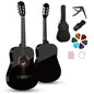 38-Inch Acoustic Classical Guitar Set with Polished Finish - Ideal for Beginners, Includes Case, Strap, Tuning Clip, Cleaning Cloth, Strings & Picks - Available in Orange/Black