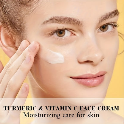 JAYSUING Turmeric & Vitamin C Firming Moisturizer Cream - Unisex Adult, All Skin Types, Hydrating & Tightening, Jojoba Oil Infused, Collagen & Aloe Vera Enriched, Soothes & Smoothes Skin, 50g