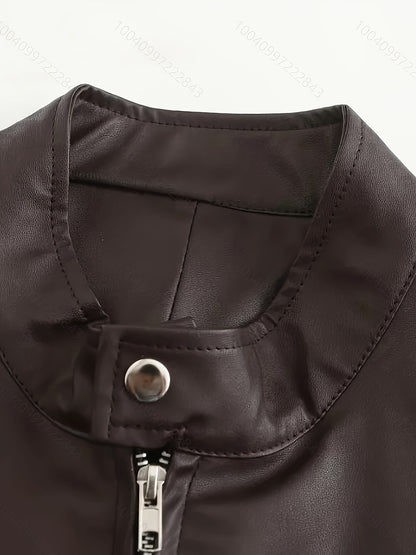Men'S Large Autumn/Winter Jacket Full Zipper Standing Neck Motorcycle Bomb Jacket Business Bicycle Coat
