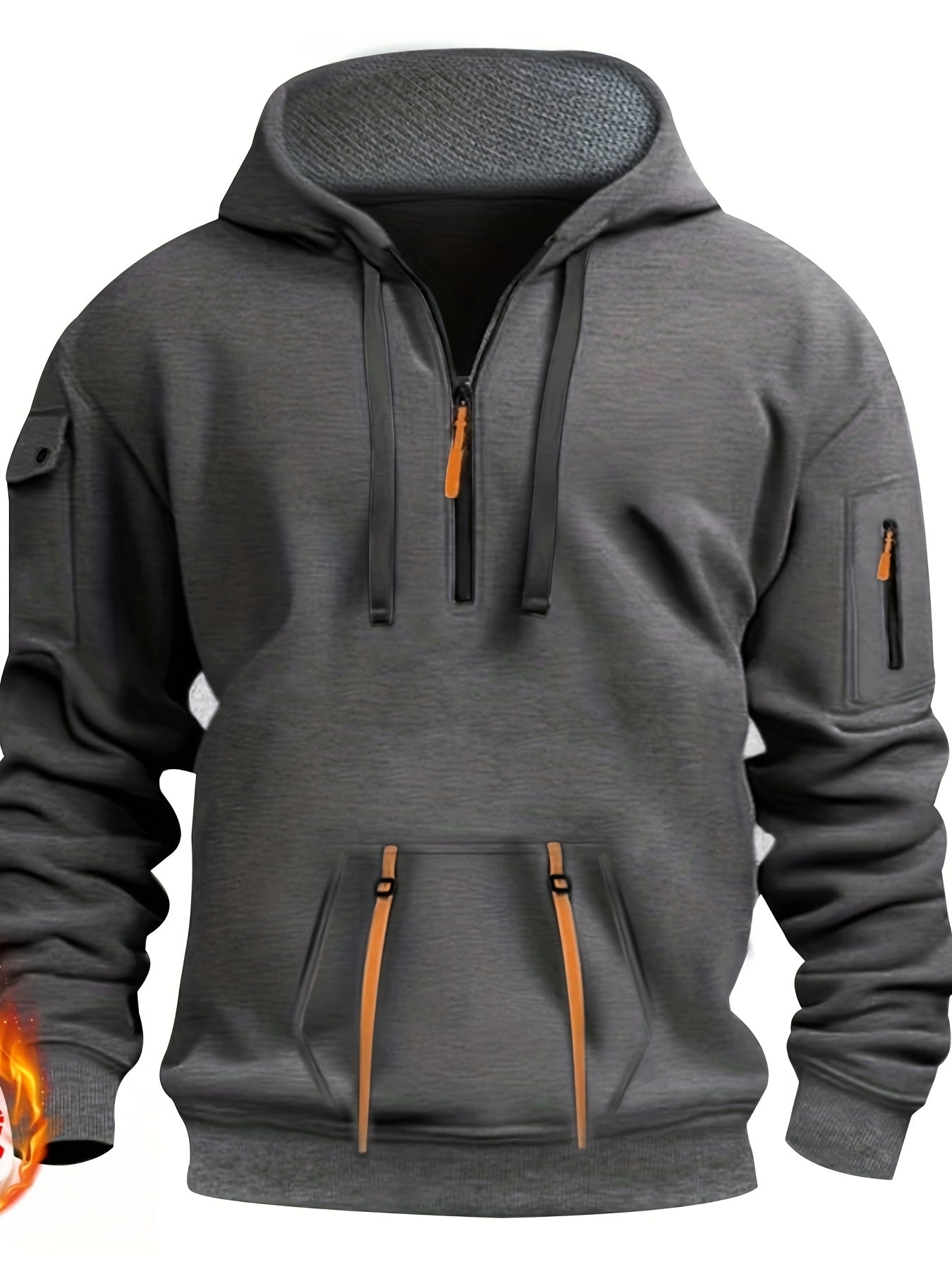 Men's Casual Sweatshirt with Multiple Zippers and Arm Pockets 2024 Cross-border Spring/Autumn Hoodie Large Size