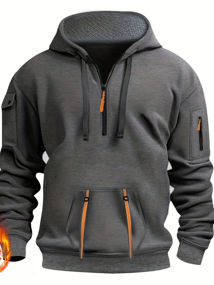 Men's Casual Sweatshirt with Multiple Zippers and Arm Pockets 2024 Cross-border Spring/Autumn Hoodie Large Size