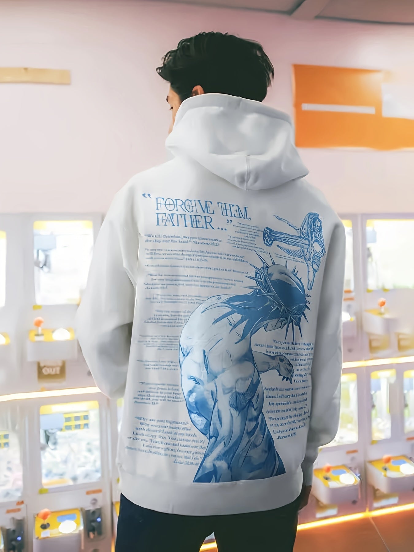 Men'S Fleece Hoodie Letter Print Kangaroo Pocket Drawstring Print Hoodie