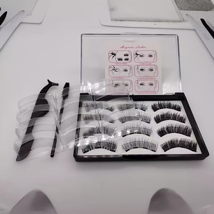 3 Styles of Magnetic False Eyelashes, 12pcs, Tweezers + Brush, Magnetic False Eyelashes Natural Set for Beginners