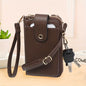 RAGSTO Women's Compact Crossbody Phone Wallet - Chic Mini Shoulder Bag with Adjustable Strap, Multiple Credit Card Slots & Zipper Closure, Black & Brown Geometric Pattern, Perfect Valentine's Day Gift for Her, Casual Crossbod