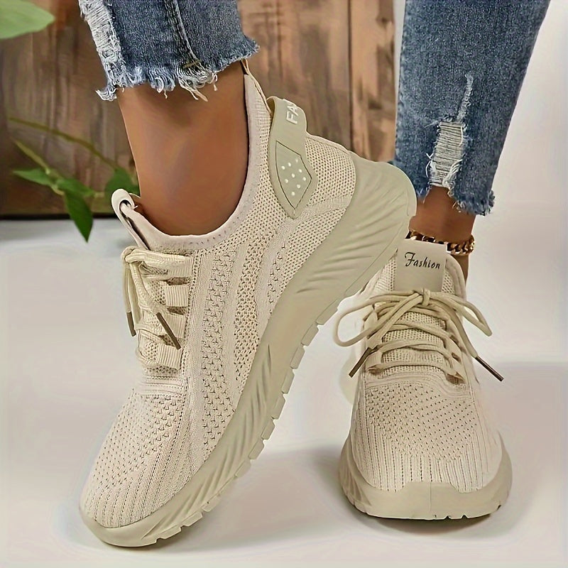 [Popular Choice] Women's Breathable Knit Sneakers, Lace-Up Mesh Sneakers for All Seasons