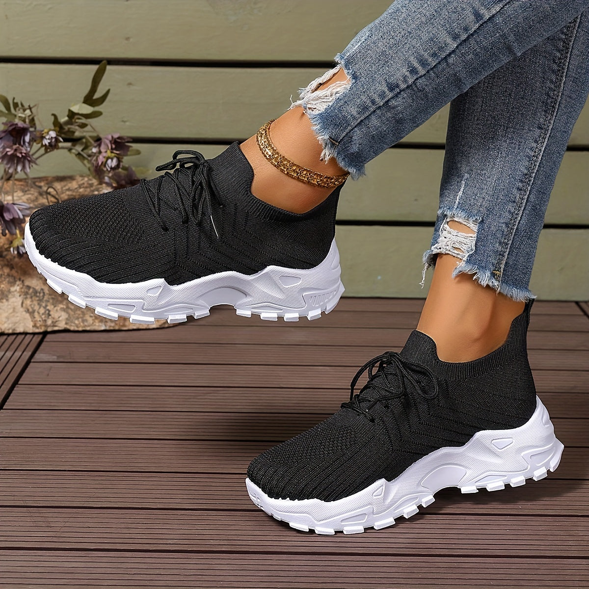 Women's Solid Color Fashion Sneakers - Casual Breathable Mesh Running Shoes with Lace-up Closure, Comfortable All-Season Walking Shoes with Anti-Slip PVC Sole, Low Top Design - Taizhou Exclusive