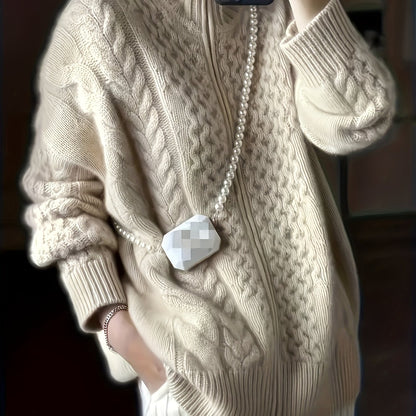 Plus Size Twist Textured Cardigan, Casual Long Sleeve Zipper Cardigan, Women's Plus Size Clothing