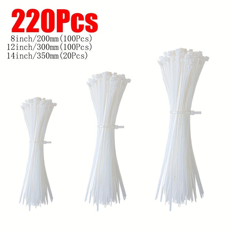 Black/White Cable Zip Ties, 18.14 KG Tensile Strength, Self-Locking Nylon Cord Ties, Indoor/Outdoor Use