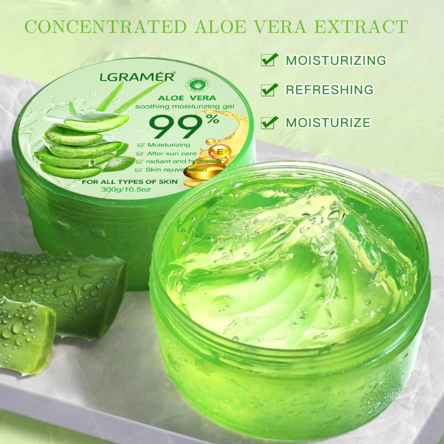 300g 99% Aloe Vera Moisturizing Gel, Essence Cream, Refreshing Aloe Vera Gel For Men And Women, Enhanced Skin Barrier, Deep Moisturizing And Hydrating Skin, Christmas Gift