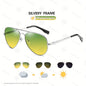 Stylish Pilot Glasses with Polarized And Photochromic Lenses for Driving Both Day And Night.