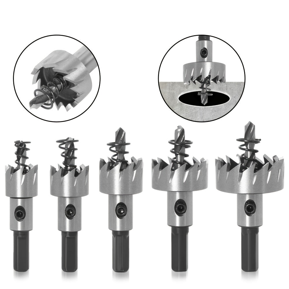 5-Piece Heavy-Duty Hole Saw Drill Bit Set - Perfect For Stainless Steel, Aluminum, Plastic & Wood!