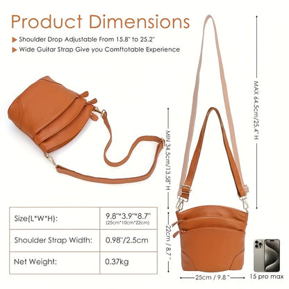 Men And Women Premium Genuine Cowhide Leather Crossbody Bag - Luxurious, Versatile, And Spacious With Ample Storage - Handbag Purse Cross Body Organizer Smart Phone Pockets