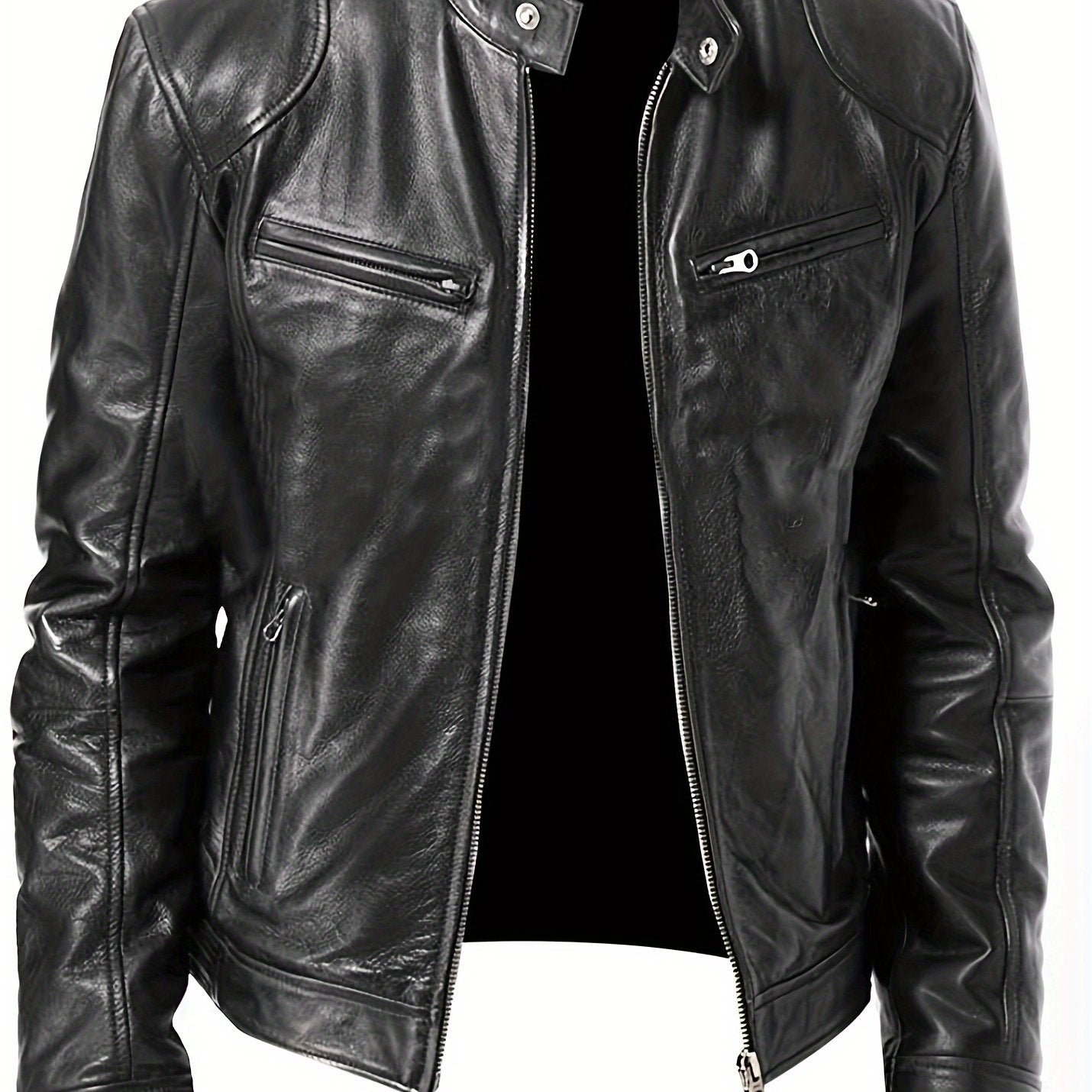 Men'S Large Autumn/Winter Jacket Full Zipper Standing Neck Motorcycle Bomb Jacket Business Bicycle Coat