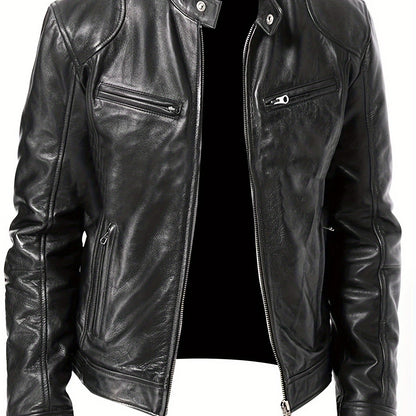 Men'S Large Autumn/Winter Jacket Full Zipper Standing Neck Motorcycle Bomb Jacket Business Bicycle Coat