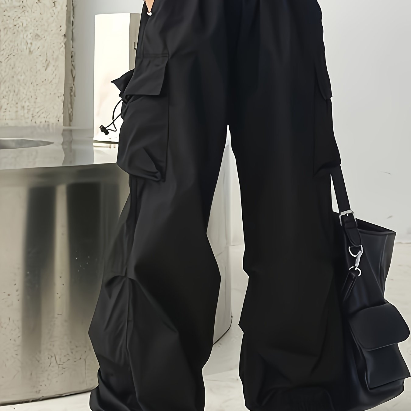 Stylish Wide Leg Cargo Pants with Flap Pockets - Comfortable Drawstring Waist, Relaxed Fit, Breathable Fabric, Perfect for Spring & Summer Outings - Women's Casual Clothing for Everyday Wear