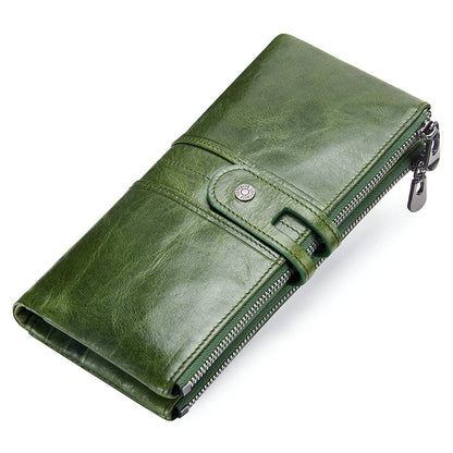 CONTACT'S Men Clutch Wallet Genuine Leather Long Wallet Hasp Card Holder Vintage Male Zipper Coin Purse Money Bag Portemonnee