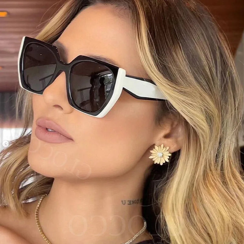 New Fashion Large Frame Women's Sunglasses Trendy Brand Designer White Black Oversized Sun Glasses Female Shades Eyewear UV400