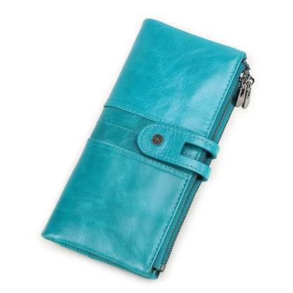 CONTACT'S Men Clutch Wallet Genuine Leather Long Wallet Hasp Card Holder Vintage Male Zipper Coin Purse Money Bag Portemonnee