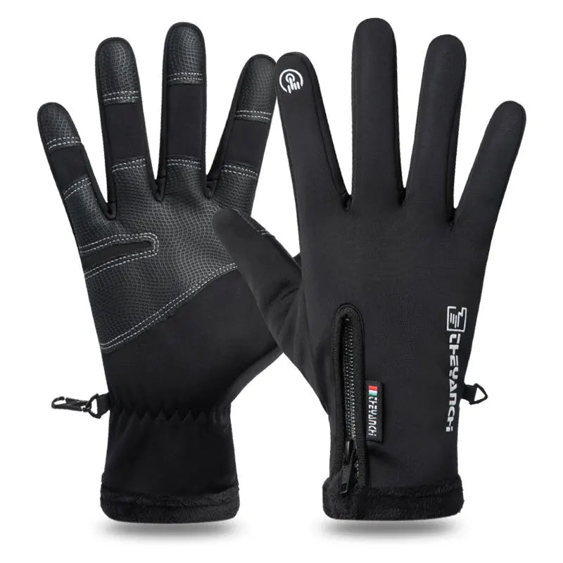 Motorcycle Gloves Winter Thermal Fleece Lined Winter Water Resistant Skin-friendly Touch Screen Outdoor Moto Riding Ski Gloves