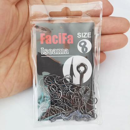 100/50/25 pcs Iseama Carp Fishing Hook Offset Circle Hook Single Fly Fishing Jig Hook Barbed sea Fishhook Tackle Accessories