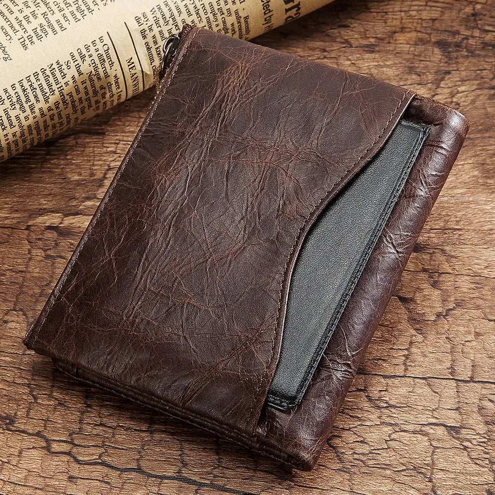 Top Quality Genuine Cow Leather Wallet Men Hasp Design Short Purse With Passport Photo Holder For Male Clutch Wallets Engraving