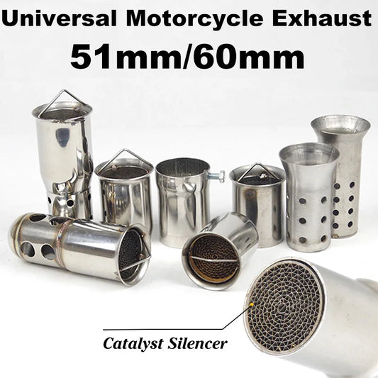 Exhaust Pipe Exhaust System DB Killer Catalyst Motorbike Exhaust Muffler Silencer Noise Sound 51mm 60mm Universal Exhaust