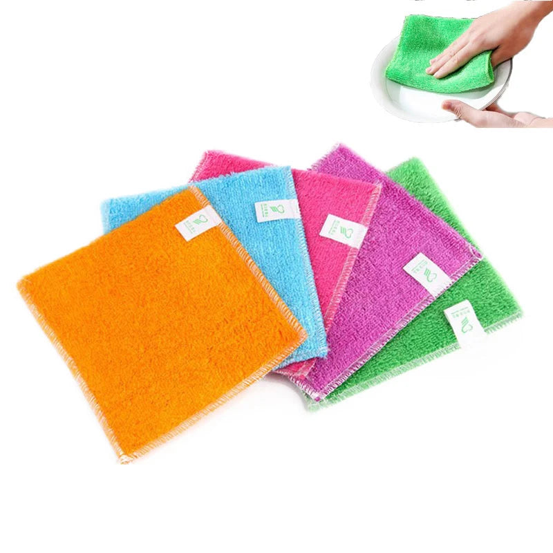 5/10/15/20PCS Bamboo Fiber Dish Cloth High Efficient Anti-grease Cleaning towel Washing Towel Magic Kitchen Cleaning Wiping Rag