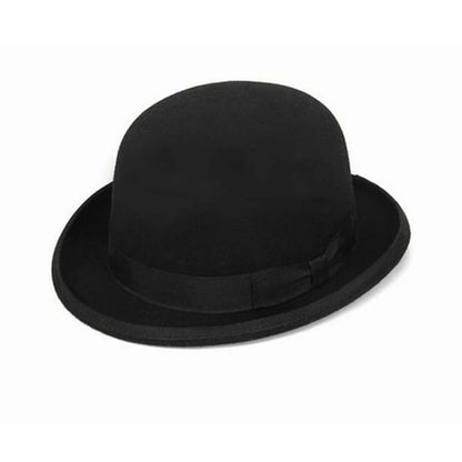 Wool Bowler Hat luxury felt billycock hats for men with belt rolled brim casquette men's cap