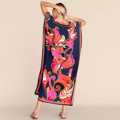 Kaftan Dress Over Size Women Beach Dress Cover Up Summer Clothes Kimono Mujer Vestidos De Fiesta