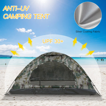 Tomshoo 1/2 Person Ultralight Camping Tent Single Layer Portable Hiking Tent Anti-UV Coating UPF 30+ for Outdoor Beach Fishing