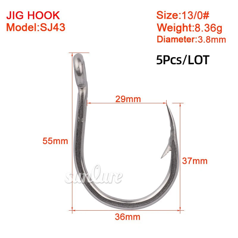 Seawater corrosion protection Fishing Hook Size 1/0-13/0# Ring eye Japan Fishhooks Fishing Hooks Single Jig Fish Hook Tackle