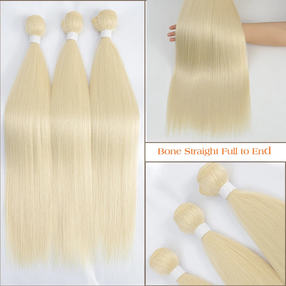 Bone Straight Hair Bundles Salon Natural Hair Extensions Fake Fibers Super Long Synthetic Yaki Straight Hair Weaving Full to End