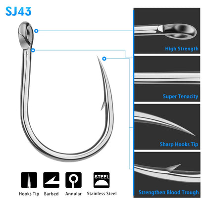 Seawater corrosion protection Fishing Hook Size 1/0-13/0# Ring eye Japan Fishhooks Fishing Hooks Single Jig Fish Hook Tackle