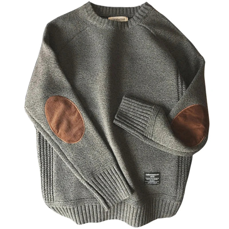 New Men Pullover Sweater Fashion Patch Designs Oversized Knitted Sweater Harajuku Streetwear Thick O Neck Causal Pullovers Wool