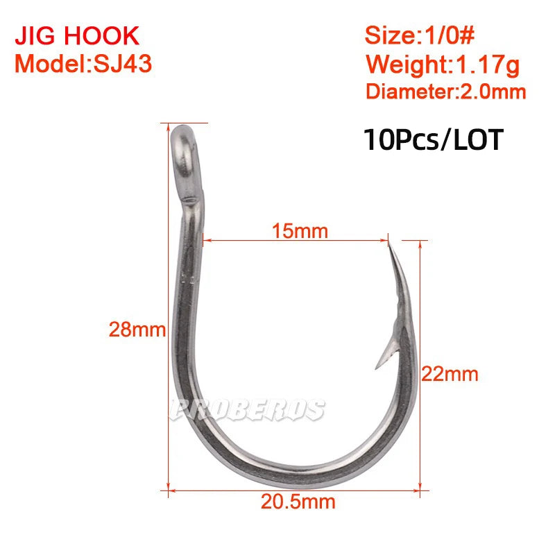 Seawater corrosion protection Fishing Hook Size 1/0-13/0# Ring eye Japan Fishhooks Fishing Hooks Single Jig Fish Hook Tackle