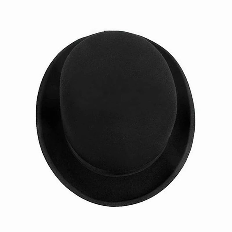 Wool Bowler Hat luxury felt billycock hats for men with belt rolled brim casquette men's cap