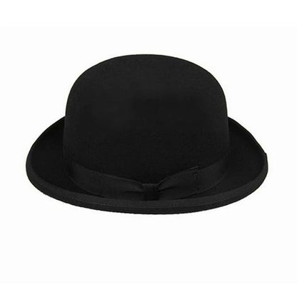 Wool Bowler Hat luxury felt billycock hats for men with belt rolled brim casquette men's cap