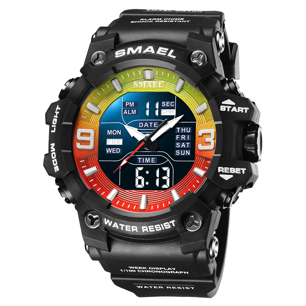 SMAEL Waterproof 5Bar Sports Digital Watch Male Large Dial Daily Alarm Stopwatch Men's Electronic Wristwatch Clock 8049