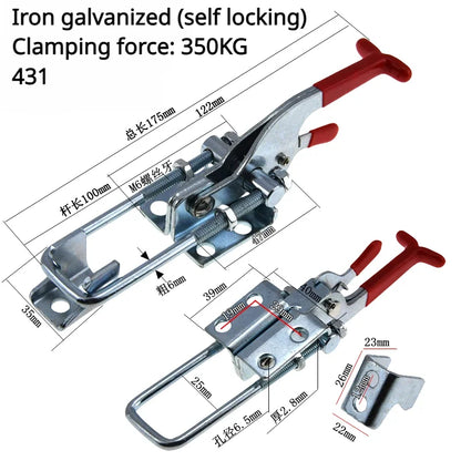 304 Stainless Steel / Iron galvanized Quick Fixture Adjustable Buckle Lock Clamp Box Buckle Horizontal Fixture Door Bolt Clamp