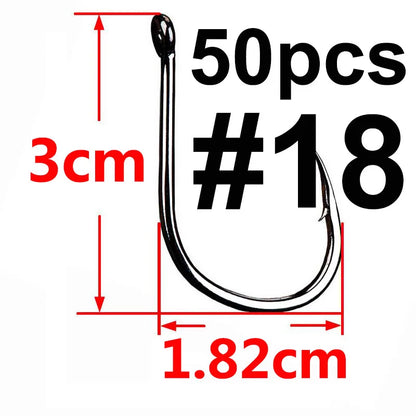 100/50/25 pcs Iseama Carp Fishing Hook Offset Circle Hook Single Fly Fishing Jig Hook Barbed sea Fishhook Tackle Accessories