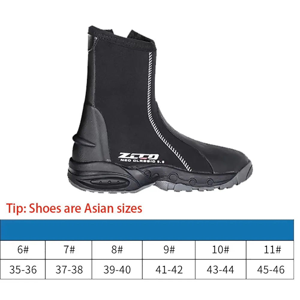 5mm Neoprene Dive Boots Wetsuit Side Zipper Men Women Snorkeling Scuba Diving Shoes Boots Water Sports Accessories