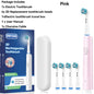 Rotating Electric Toothbrush Black White for Adults with 4 Brush Heads Deep Clean with Rechargeable Power and 2 Min Smart Timer