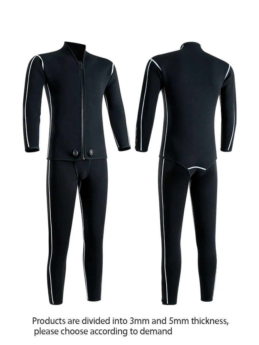 3/5mm Thicken Deep Dive Wetsuit for Men Split Black Diving Suit Keep Warm Professional Snorkeling Free-diving Spearfishing Set