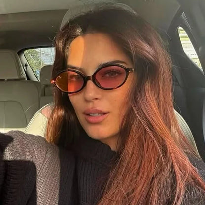 Fashion Oval Simple Literary Sunglasses Women Retro Small Frame Commuting Sunglasses Luxury Brand Design Travel Sunglasses UV400